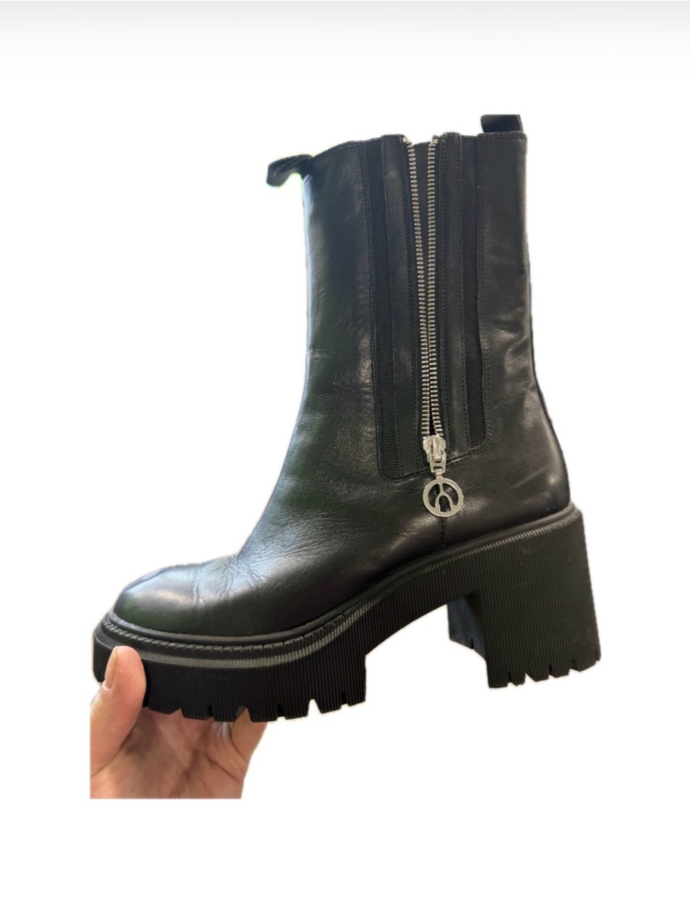 Wishbone black high combat boots
